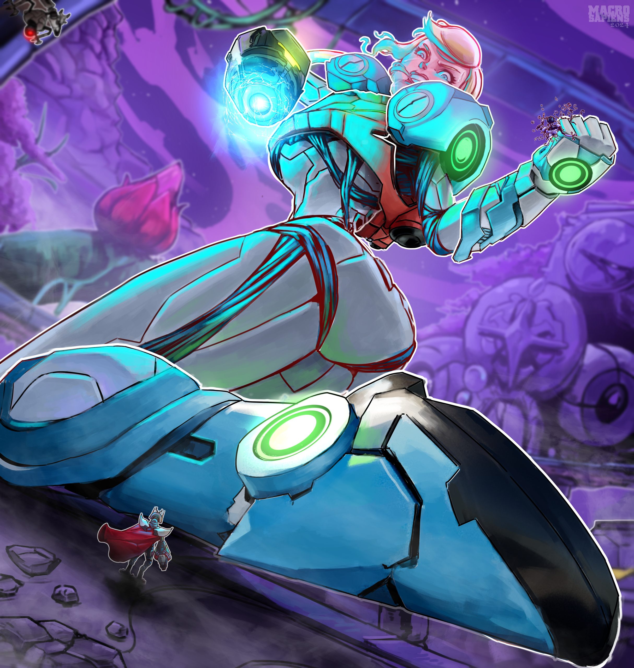 SAMUS ARAN | METROID 2 Giantess Samus with powersuit but without helmet