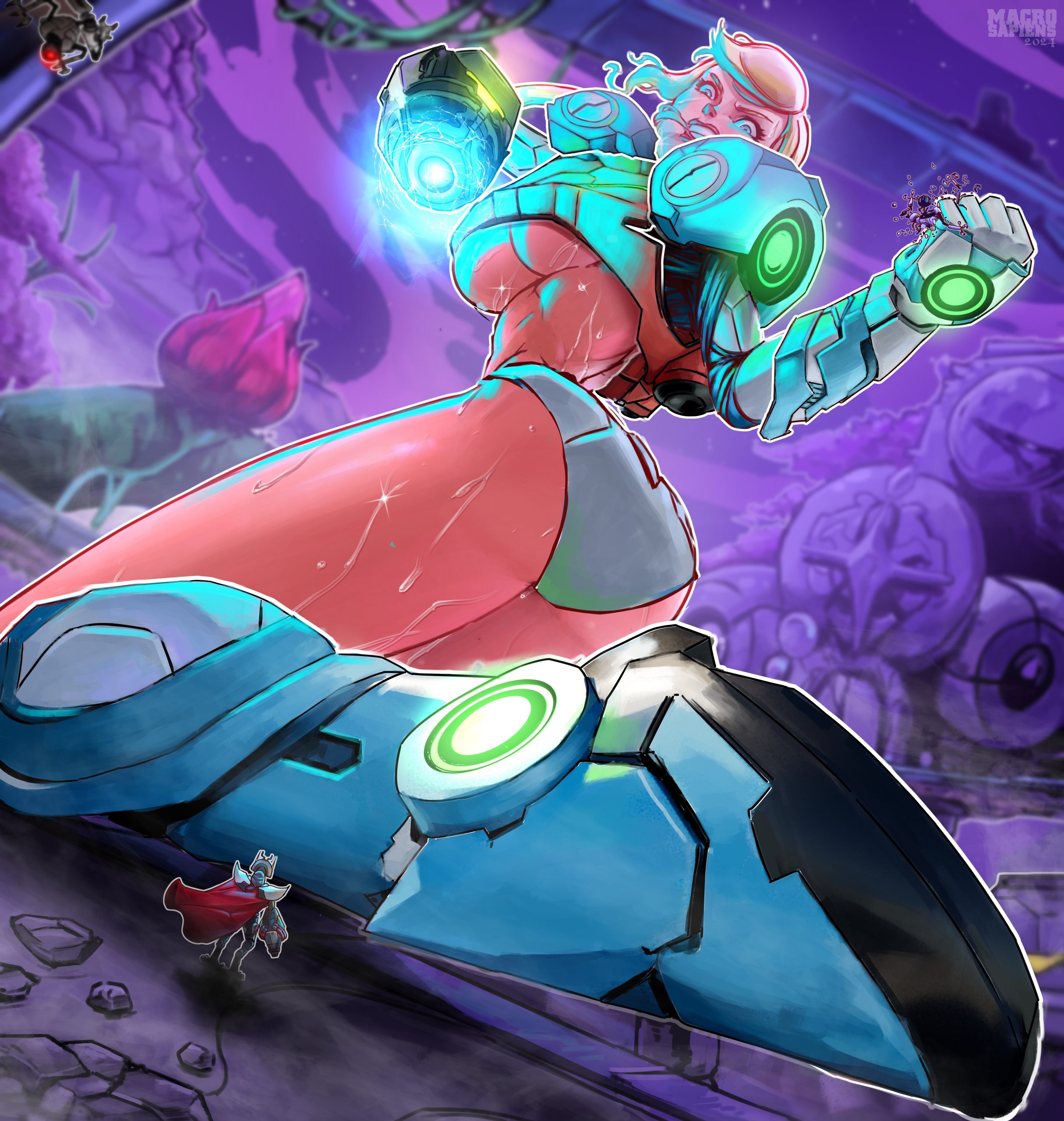 SAMUS ARAN | METROID 4 Giantess Samus with short powersuit and without helmet