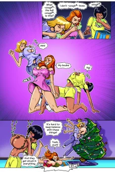 Part 3 of a giantess comics starring by Sam, Clover and Alex, from Totally Spies in a Christmas Special made by giantessgirlcomics