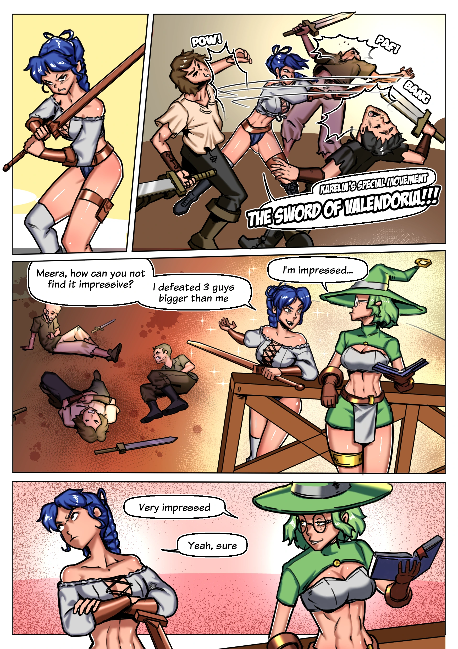 Valendoria’s Destiny giantess comic featuring Meeralia, a sorceress using giantess growth magic to fight against a kingdom’s purge of magic users