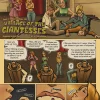 Giantess comic scene from Village of Giantesses, featuring three towering women after their unexpected growth spurt.