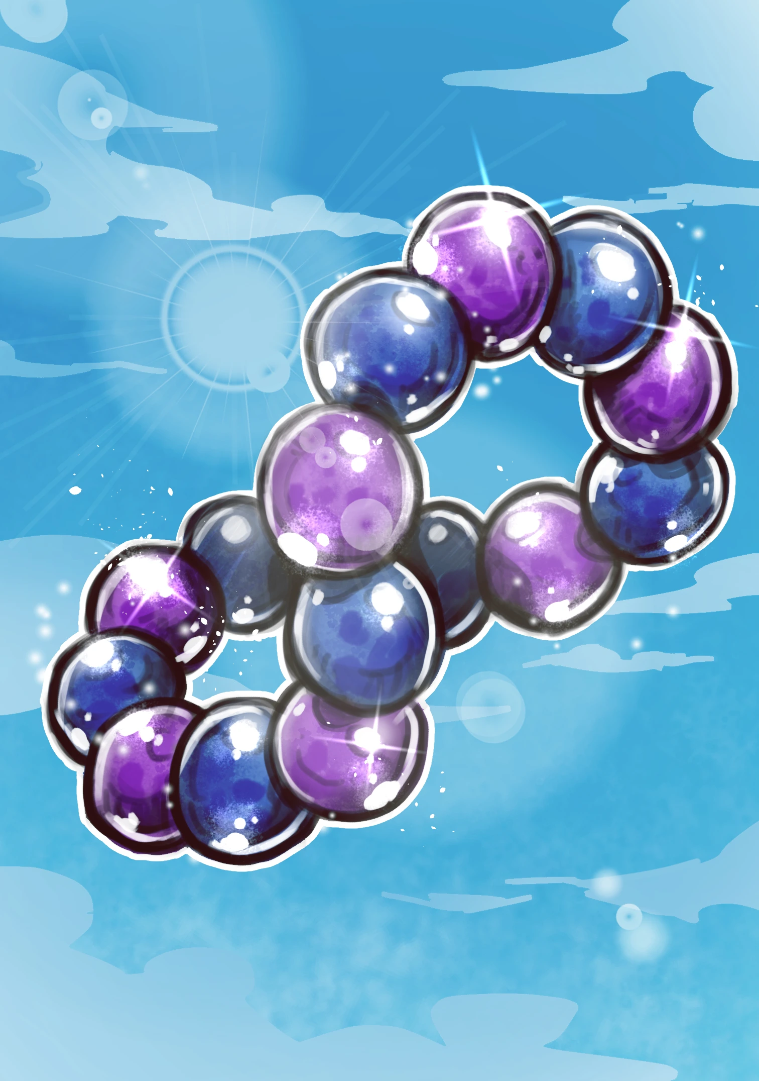 A materia Necklace flying in the air